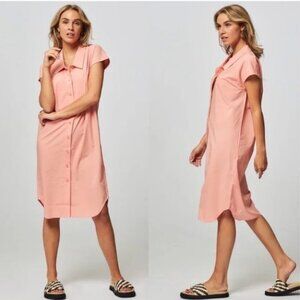 SAMSOE SAMSOE Ylva Lyocel Mix Summer Button Down Dress Coral Haze size X-Small